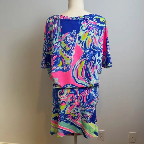 Lilly Pulitzer Lowe Dress M Colorful Print Stretch Preppy Coastal Resortwear - Picture 6 of 14